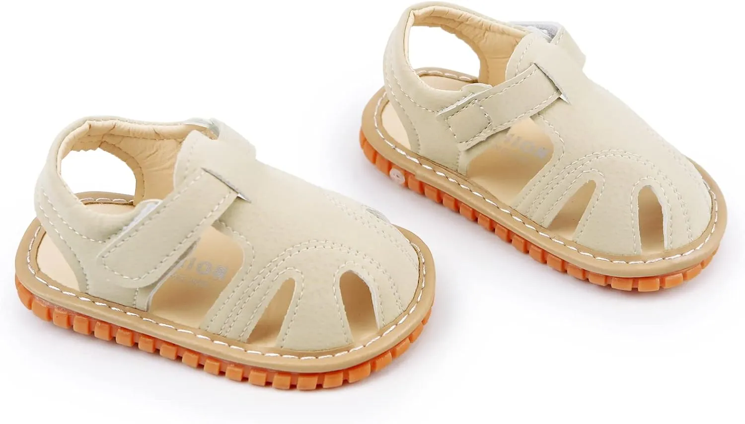SOFMUO Baby Boys Girls Squeaky Sandals Non-Slip Soft Rubber Sole Closed Toe Infant Summer Outdoor Shoes Toddler First Walkers