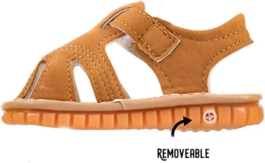 SOFMUO Baby Boys Girls Squeaky Sandals Non-Slip Soft Rubber Sole Closed Toe Infant Summer Outdoor Shoes Toddler First Walkers