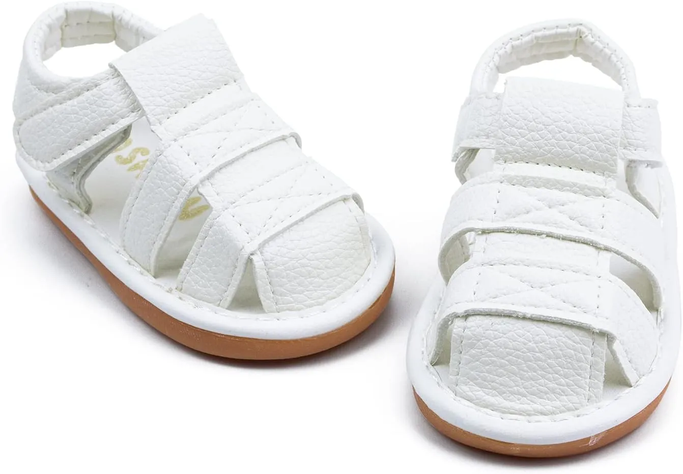 SOFMUO Baby Boys Girls Squeaky Sandals Non-Slip Soft Rubber Sole Closed Toe Infant Summer Outdoor Shoes Toddler First Walkers