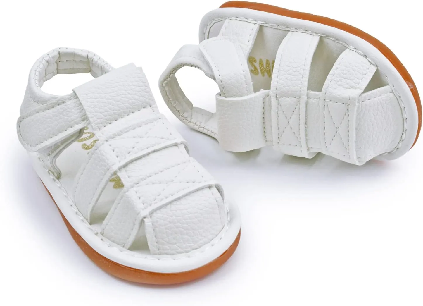 SOFMUO Baby Boys Girls Squeaky Sandals Non-Slip Soft Rubber Sole Closed Toe Infant Summer Outdoor Shoes Toddler First Walkers