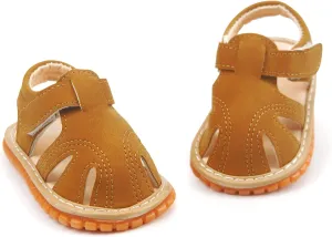 SOFMUO Baby Boys Girls Squeaky Sandals Non-Slip Soft Rubber Sole Closed Toe Infant Summer Outdoor Shoes Toddler First Walkers