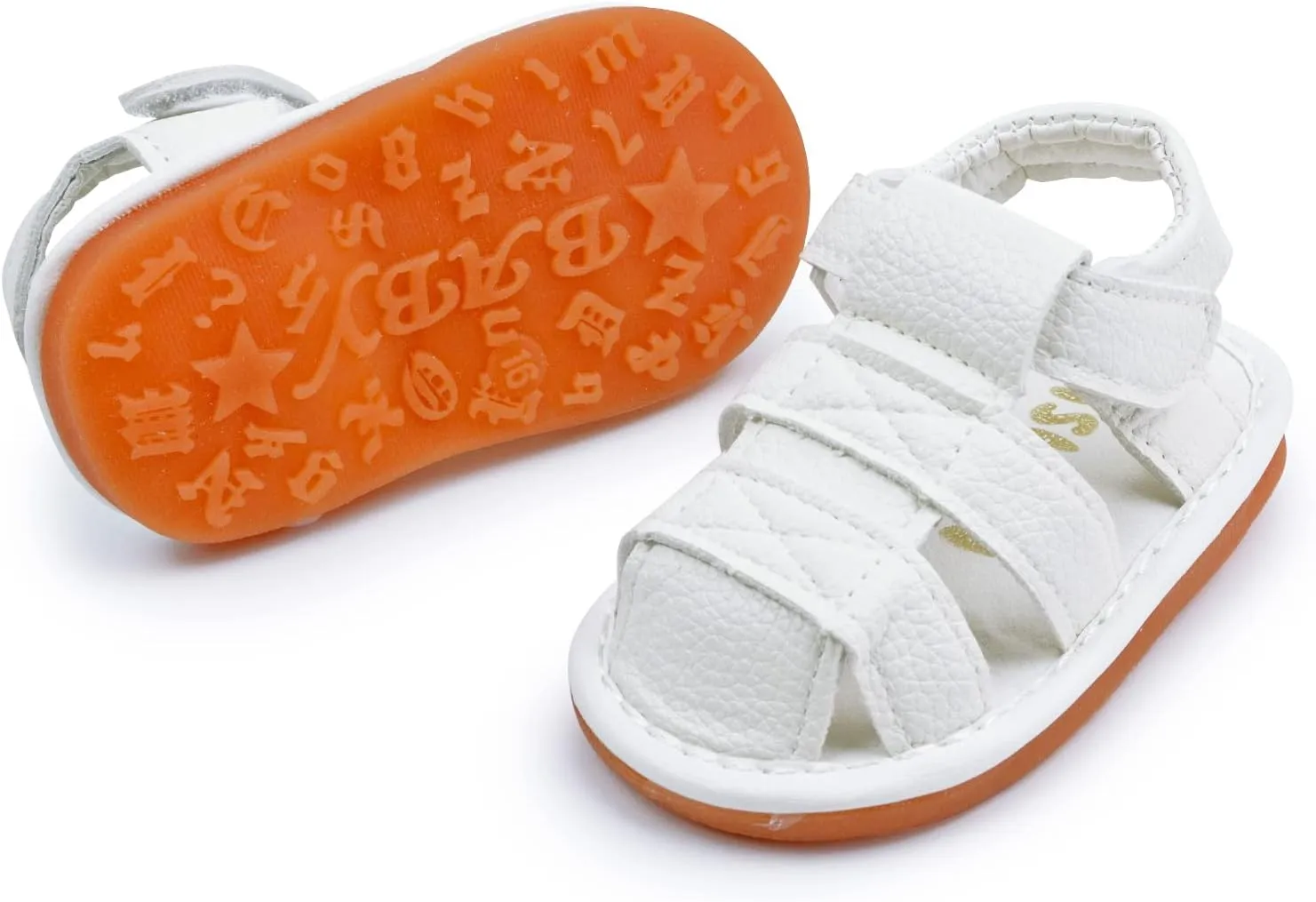 SOFMUO Baby Boys Girls Squeaky Sandals Non-Slip Soft Rubber Sole Closed Toe Infant Summer Outdoor Shoes Toddler First Walkers