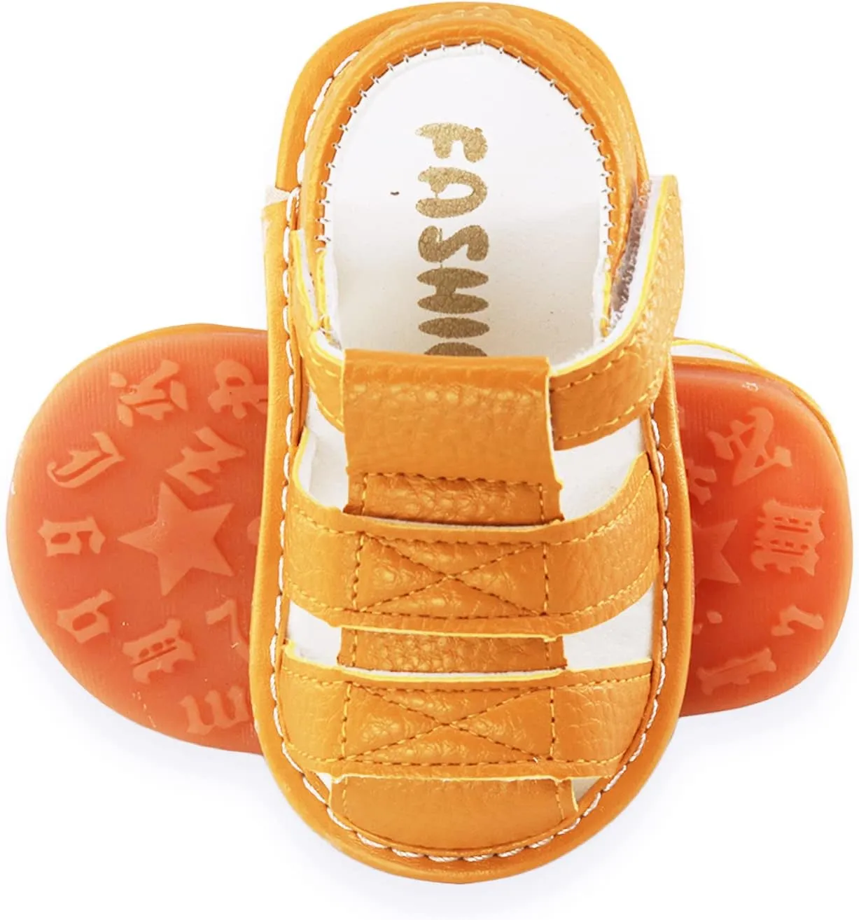 SOFMUO Baby Boys Girls Squeaky Sandals Non-Slip Soft Rubber Sole Closed Toe Infant Summer Outdoor Shoes Toddler First Walkers
