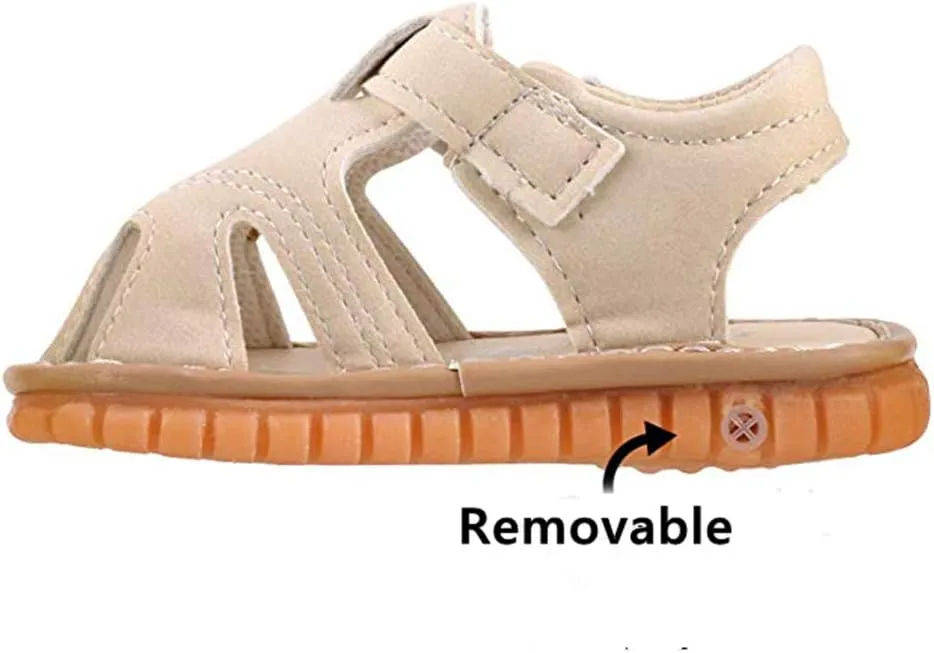 SOFMUO Baby Boys Girls Squeaky Sandals Non-Slip Soft Rubber Sole Closed Toe Infant Summer Outdoor Shoes Toddler First Walkers