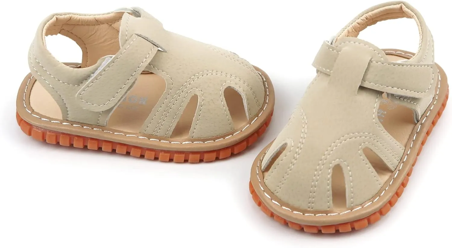 SOFMUO Baby Boys Girls Squeaky Sandals Non-Slip Soft Rubber Sole Closed Toe Infant Summer Outdoor Shoes Toddler First Walkers