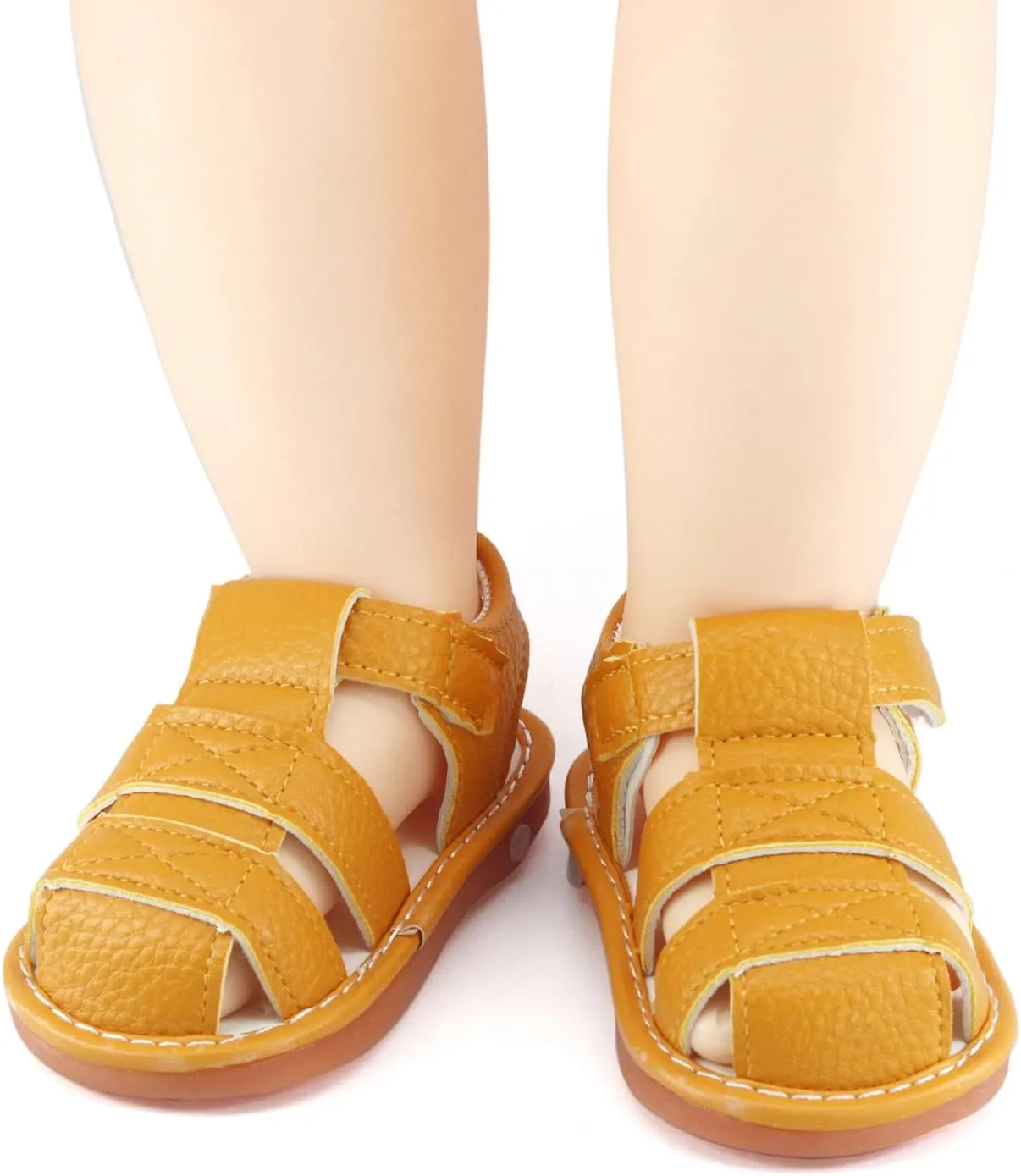 SOFMUO Baby Boys Girls Squeaky Sandals Non-Slip Soft Rubber Sole Closed Toe Infant Summer Outdoor Shoes Toddler First Walkers