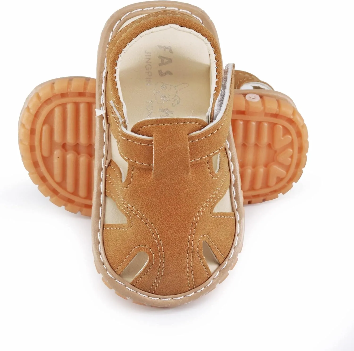 SOFMUO Baby Boys Girls Squeaky Sandals Non-Slip Soft Rubber Sole Closed Toe Infant Summer Outdoor Shoes Toddler First Walkers