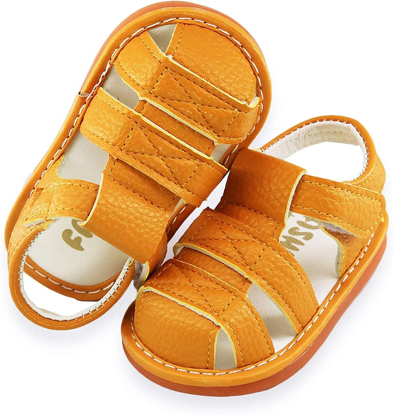 SOFMUO Baby Boys Girls Squeaky Sandals Non-Slip Soft Rubber Sole Closed Toe Infant Summer Outdoor Shoes Toddler First Walkers