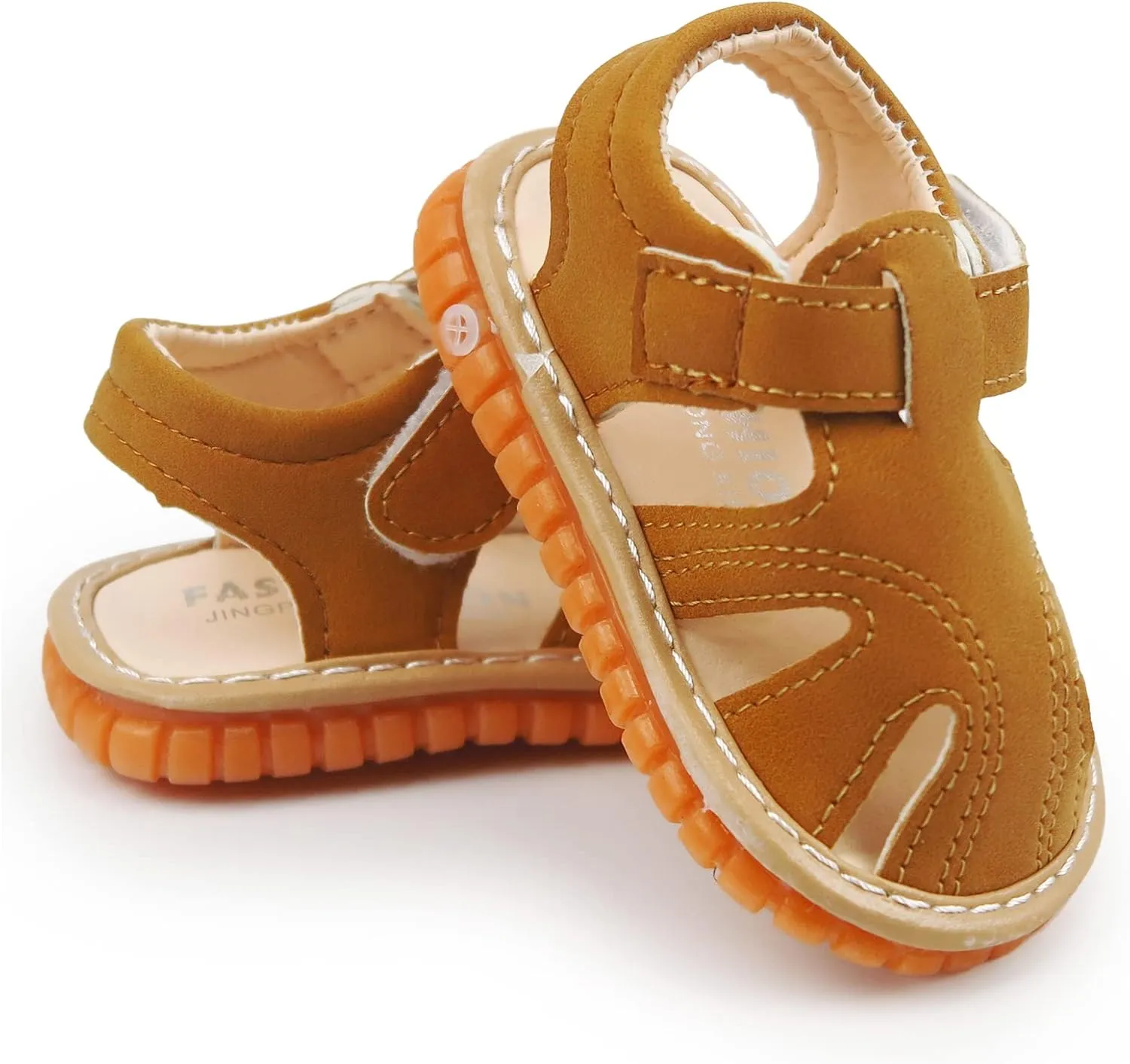 SOFMUO Baby Boys Girls Squeaky Sandals Non-Slip Soft Rubber Sole Closed Toe Infant Summer Outdoor Shoes Toddler First Walkers