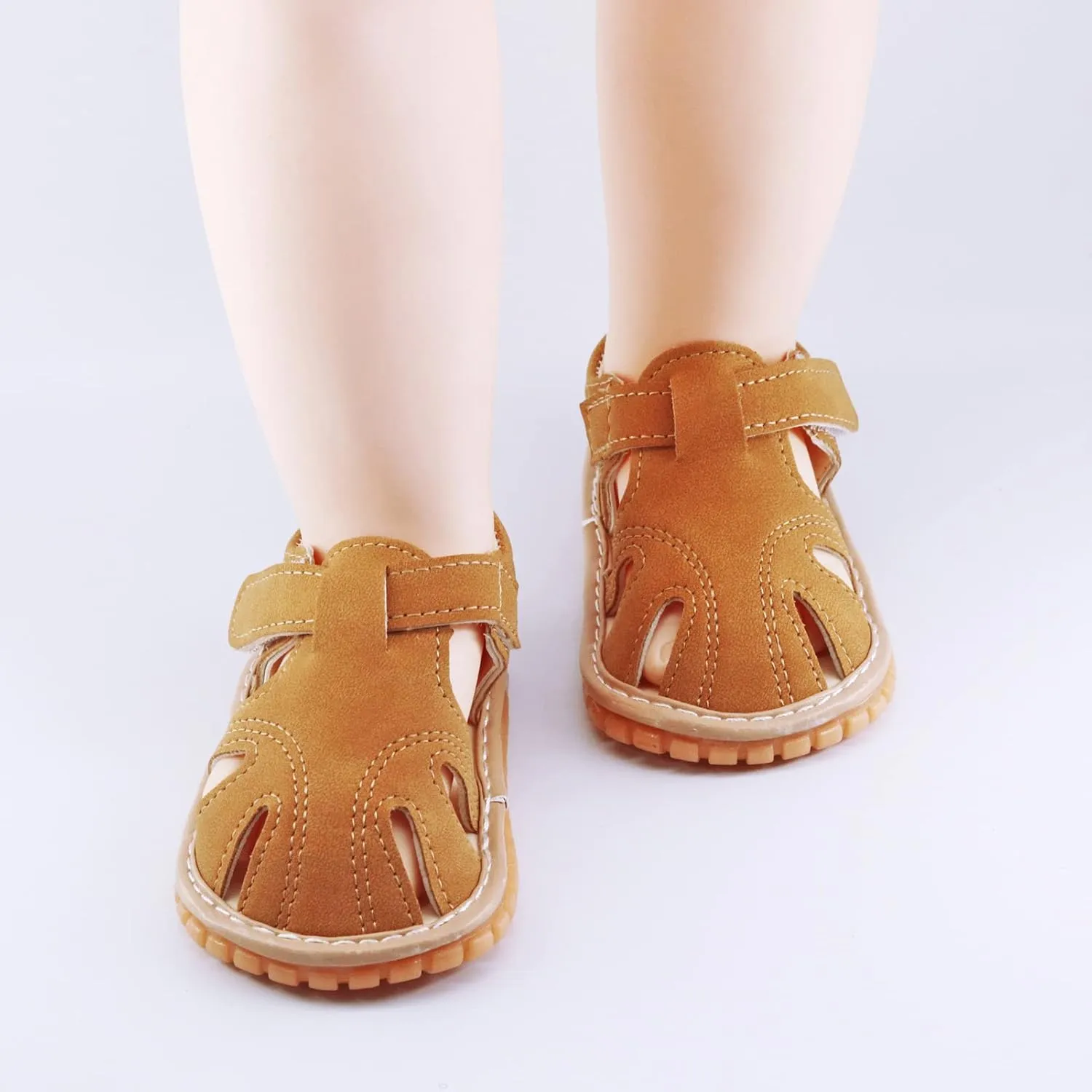 SOFMUO Baby Boys Girls Squeaky Sandals Non-Slip Soft Rubber Sole Closed Toe Infant Summer Outdoor Shoes Toddler First Walkers