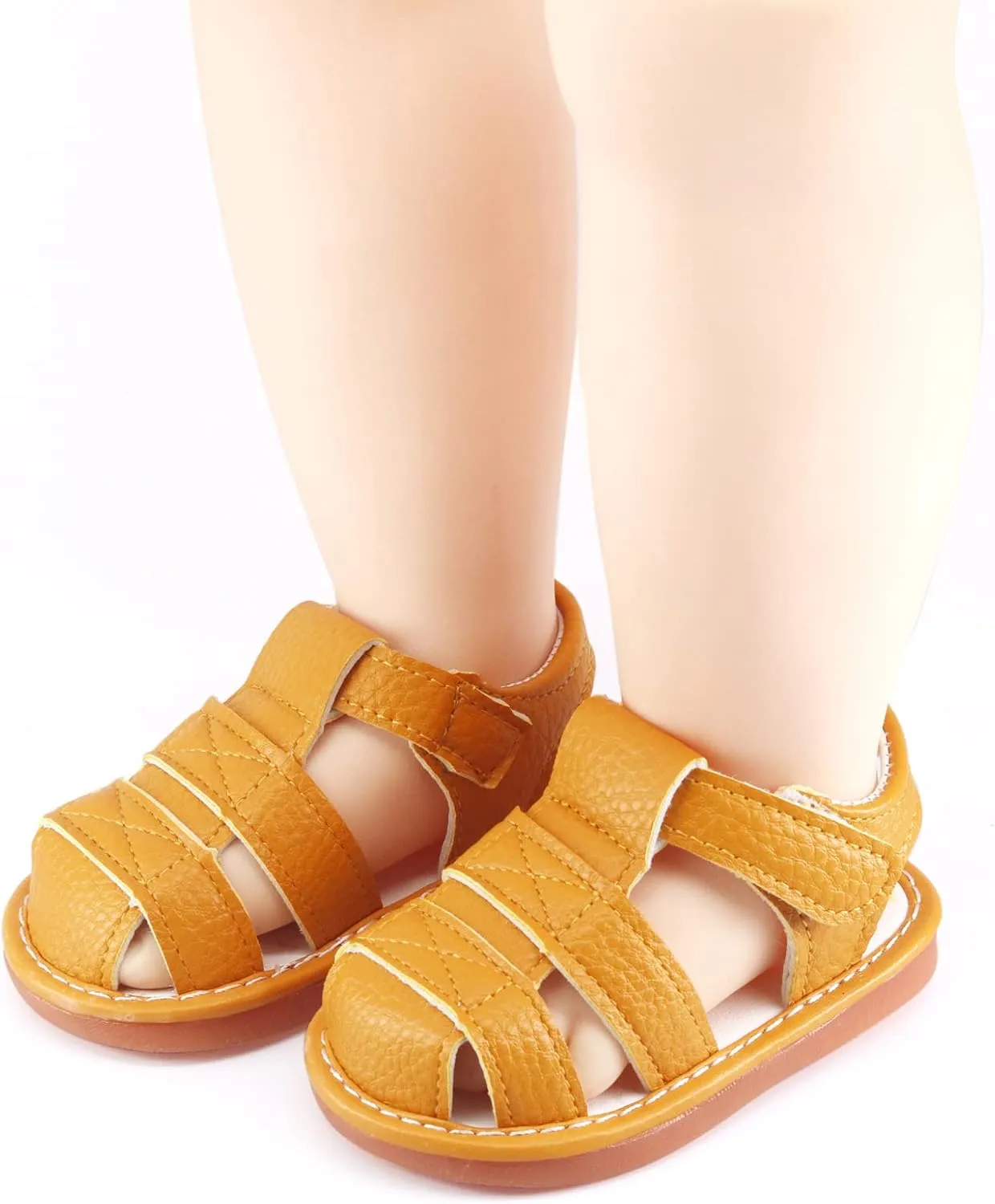SOFMUO Baby Boys Girls Squeaky Sandals Non-Slip Soft Rubber Sole Closed Toe Infant Summer Outdoor Shoes Toddler First Walkers