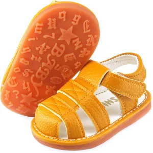 SOFMUO Baby Boys Girls Squeaky Sandals Non-Slip Soft Rubber Sole Closed Toe Infant Summer Outdoor Shoes Toddler First Walkers