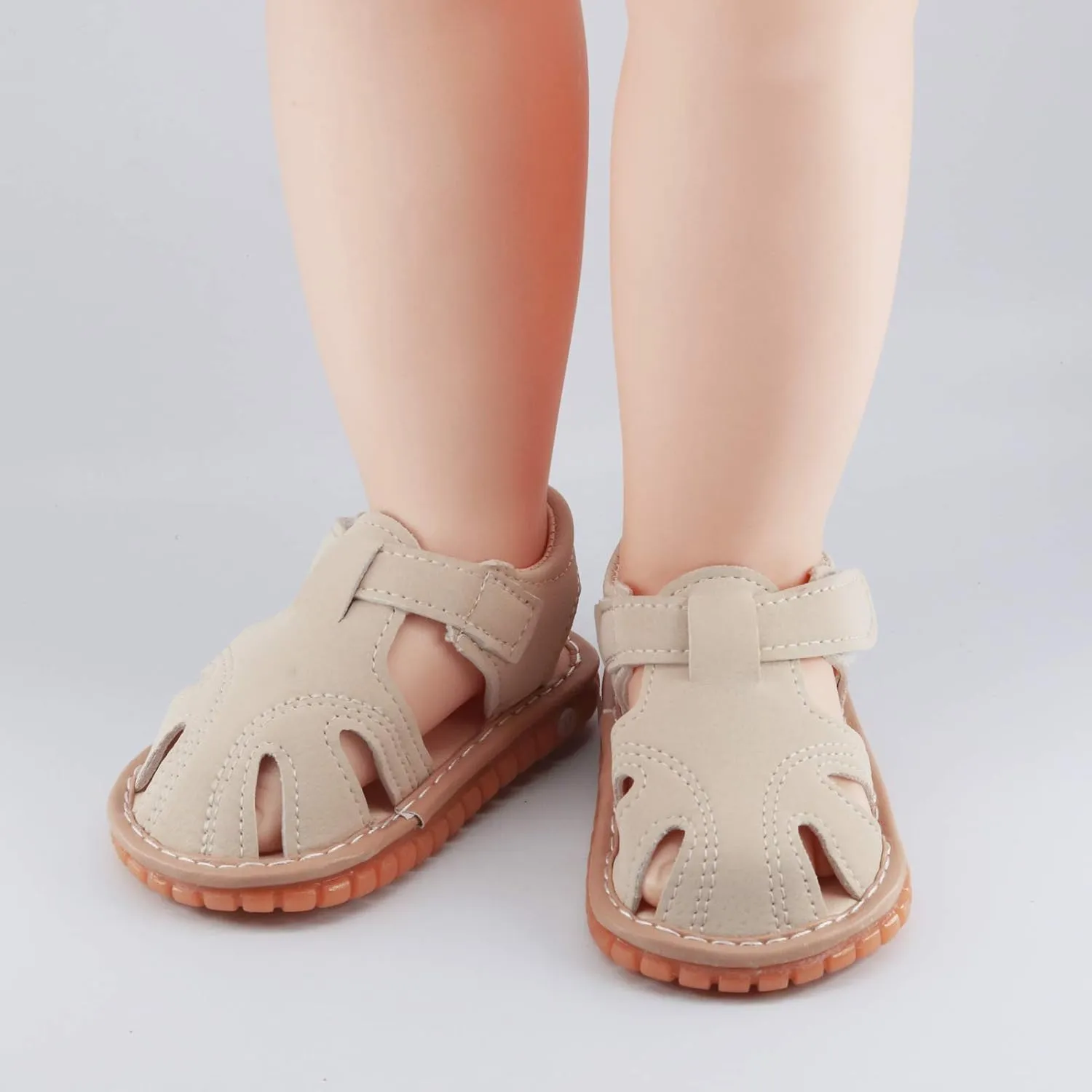 SOFMUO Baby Boys Girls Squeaky Sandals Non-Slip Soft Rubber Sole Closed Toe Infant Summer Outdoor Shoes Toddler First Walkers