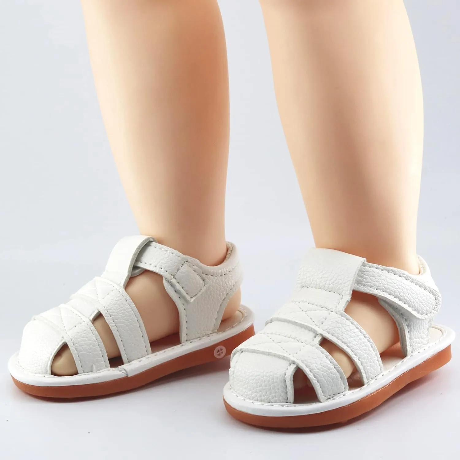 SOFMUO Baby Boys Girls Squeaky Sandals Non-Slip Soft Rubber Sole Closed Toe Infant Summer Outdoor Shoes Toddler First Walkers