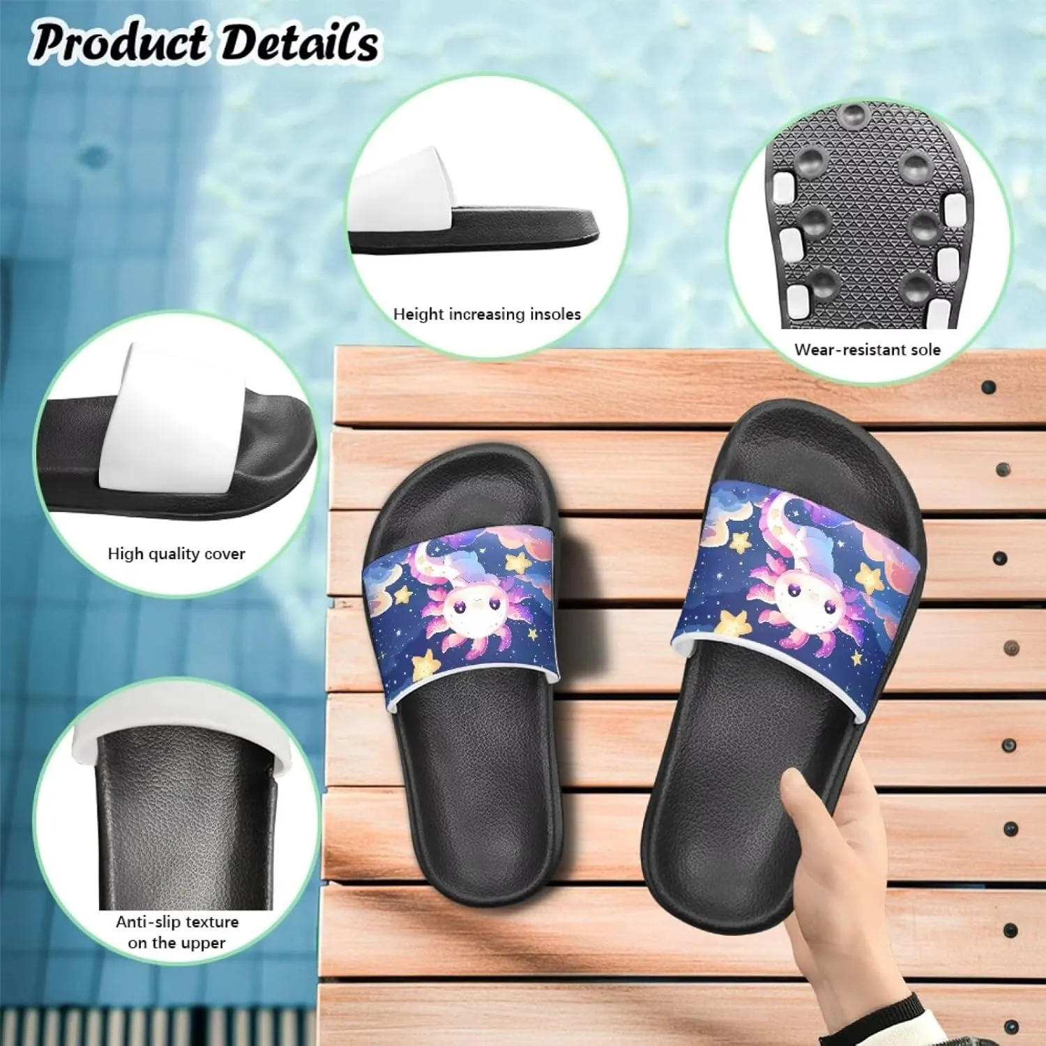 Soft Slippers for Little Big Girls House Slippers Kids Slides Sandals Non Slip Shower Shows Size 28-34