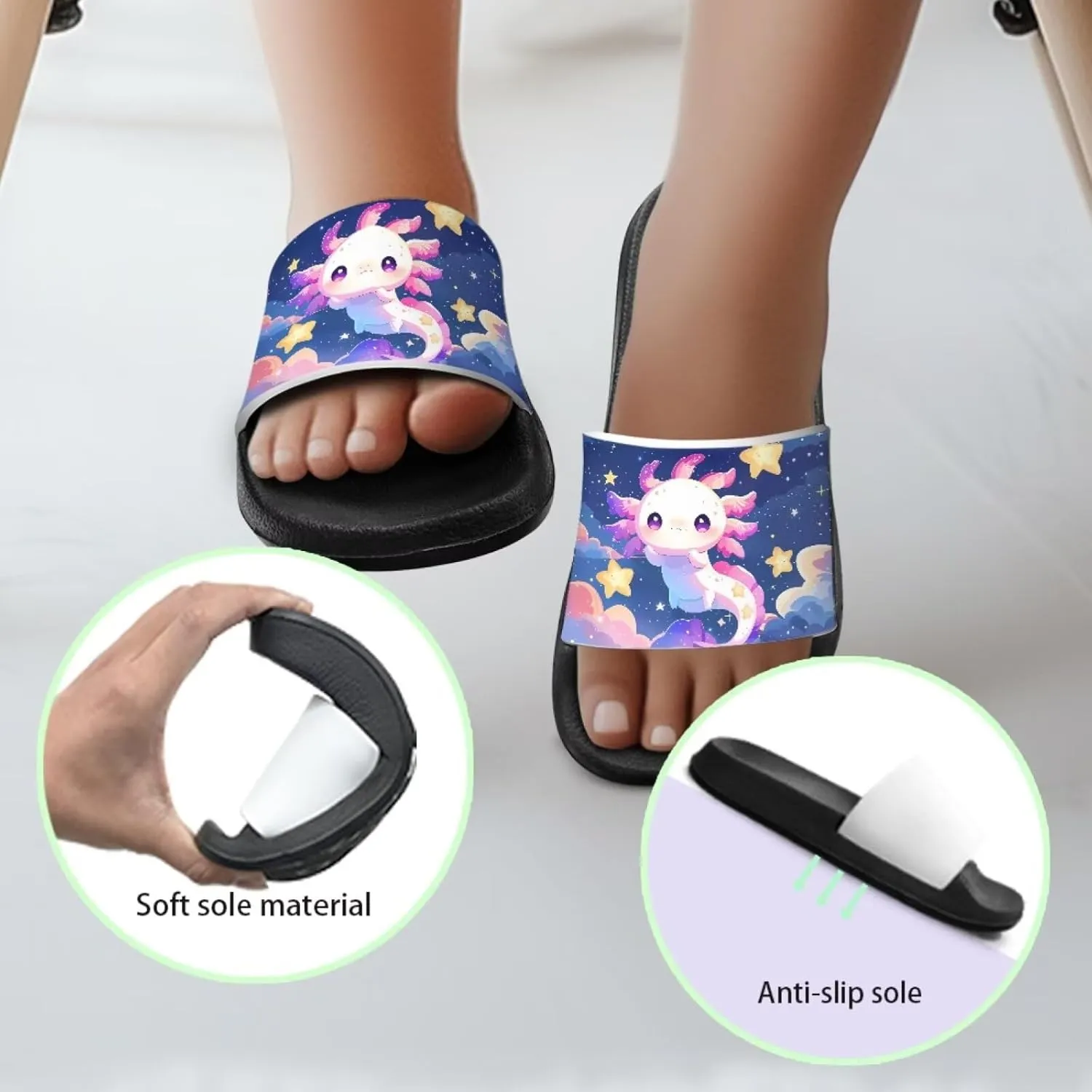 Soft Slippers for Little Big Girls House Slippers Kids Slides Sandals Non Slip Shower Shows Size 28-34