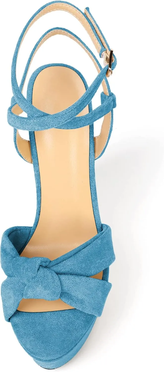 Soireelady Women's Sandals Wedge High Heels Open Toe Crisscross Strap Heeled Sandals Sexy Dressy Heels for Party, Evening and Nightclub