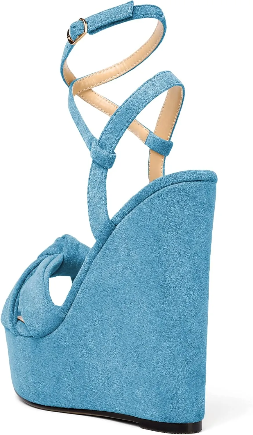 Soireelady Women's Sandals Wedge High Heels Open Toe Crisscross Strap Heeled Sandals Sexy Dressy Heels for Party, Evening and Nightclub