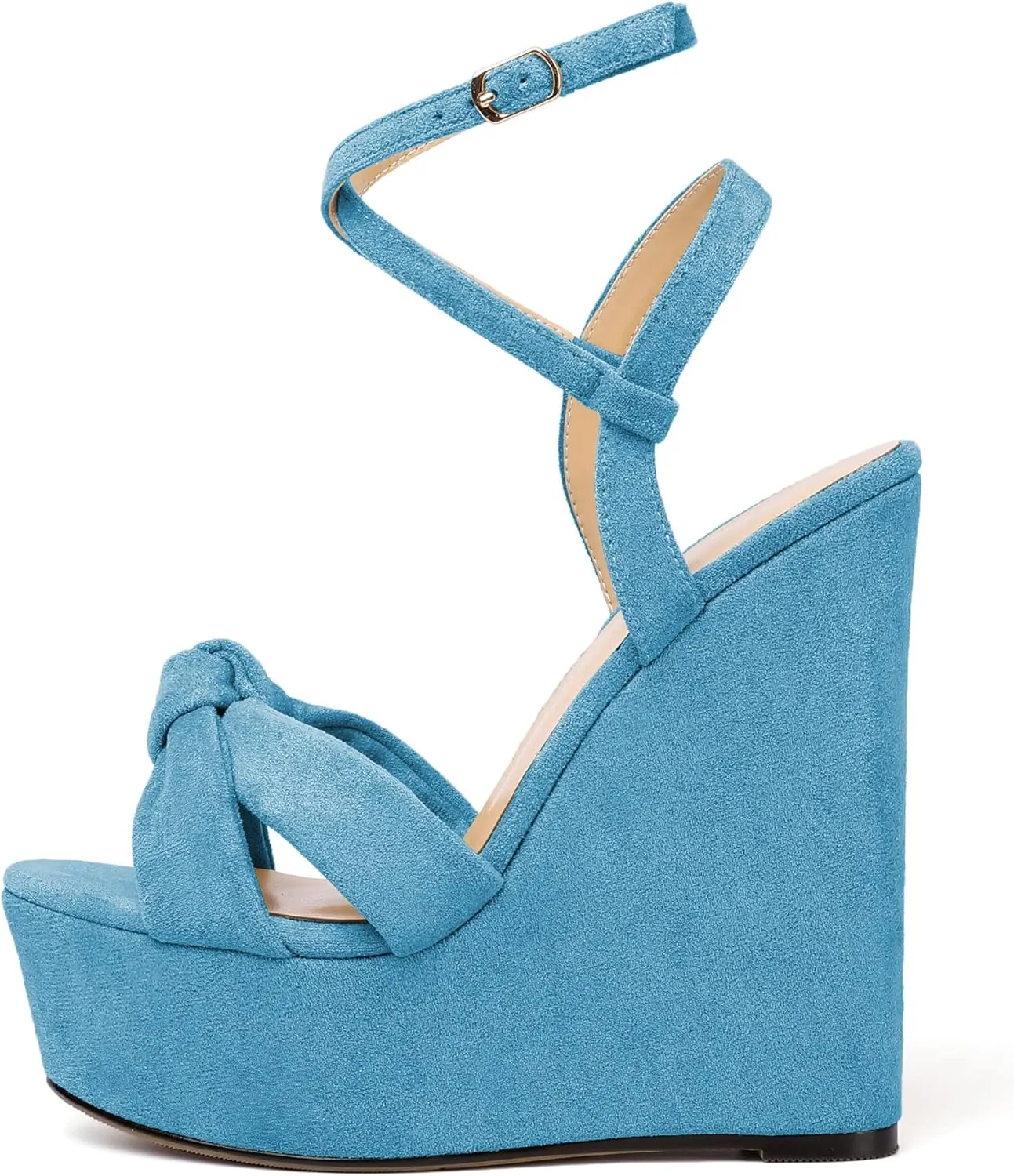 Soireelady Women's Sandals Wedge High Heels Open Toe Crisscross Strap Heeled Sandals Sexy Dressy Heels for Party, Evening and Nightclub