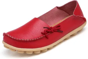 Solaud Women's Driving Moccasins Loafers Casual Round Toe Soft Comfortable Leather Loafers Breathable Slip On Walking Shoes
