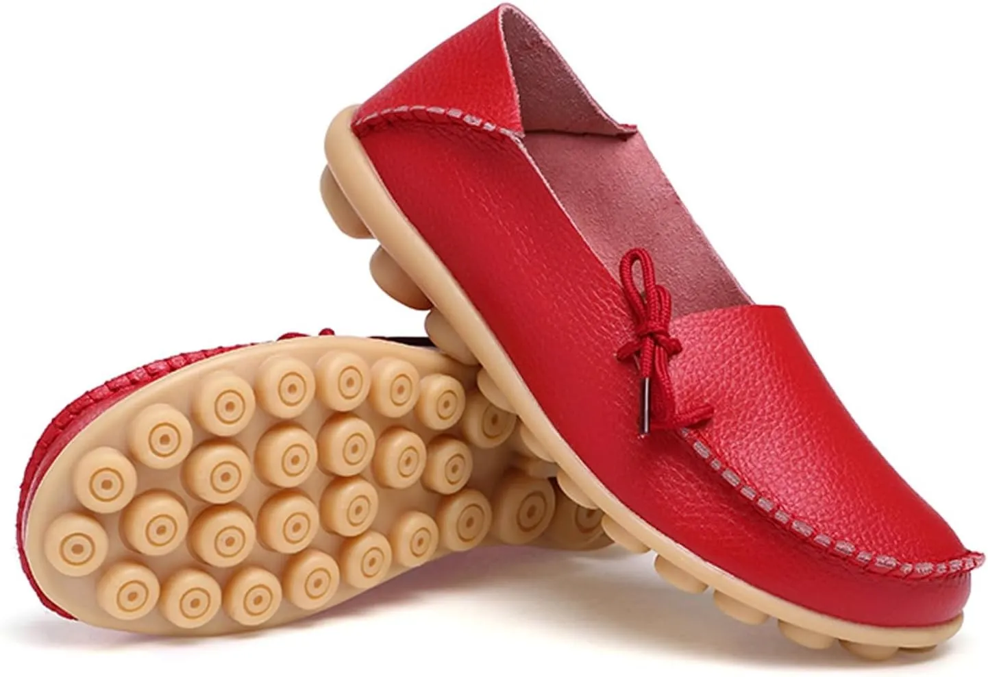 Solaud Women's Driving Moccasins Loafers Casual Round Toe Soft Comfortable Leather Loafers Breathable Slip On Walking Shoes