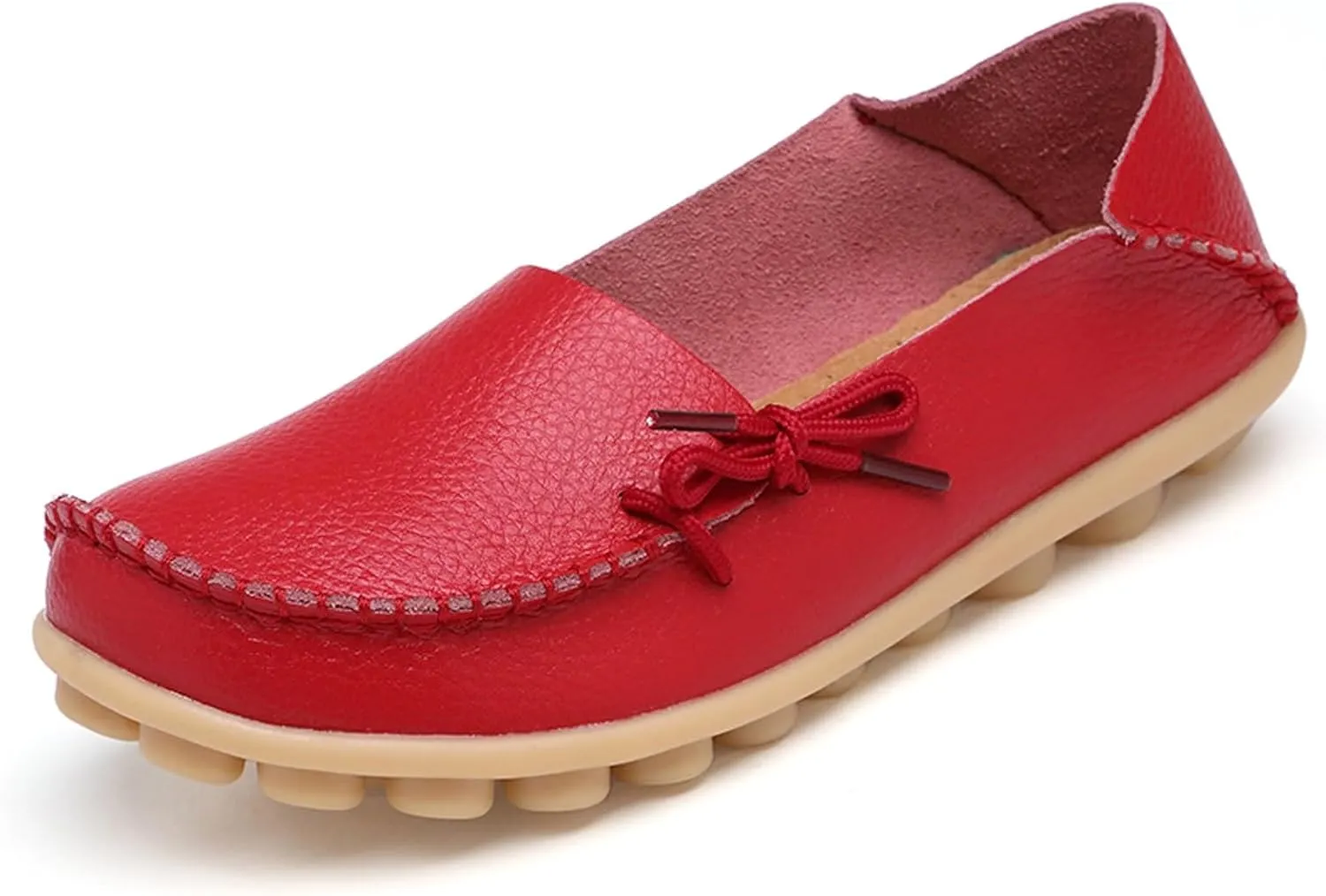 Solaud Women's Driving Moccasins Loafers Casual Round Toe Soft Comfortable Leather Loafers Breathable Slip On Walking Shoes