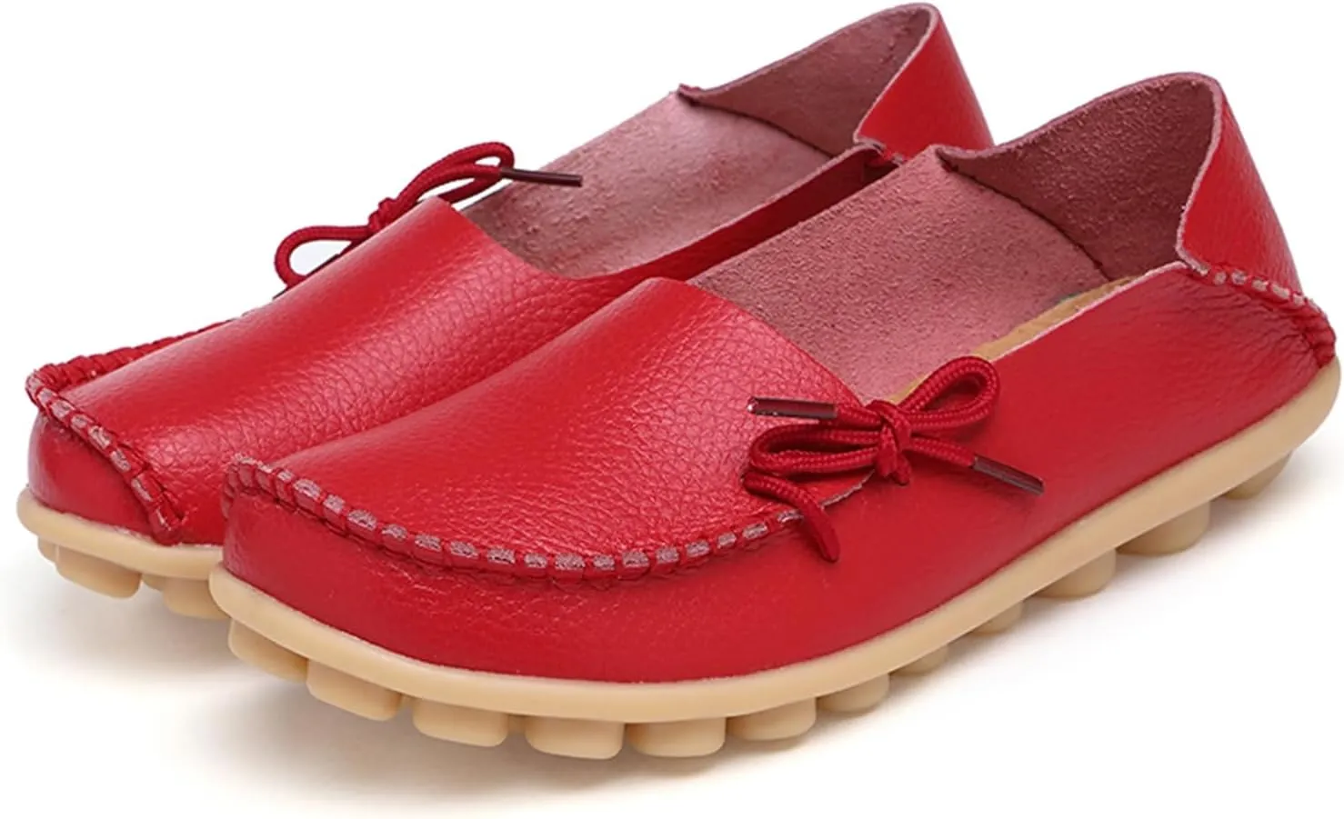 Solaud Women's Driving Moccasins Loafers Casual Round Toe Soft Comfortable Leather Loafers Breathable Slip On Walking Shoes