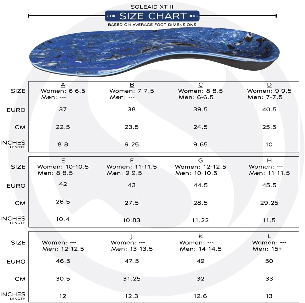 SoleAid XTII Insoles - 3-Layer Performance Insole, Semi-Rigid Arch Support - Light Weight, Shock Absorbing, Anti-Fatigue, Functional Foot Supports for Plantar Fasciitis (Men's 7-7.5 / Women's 9-9.5)
