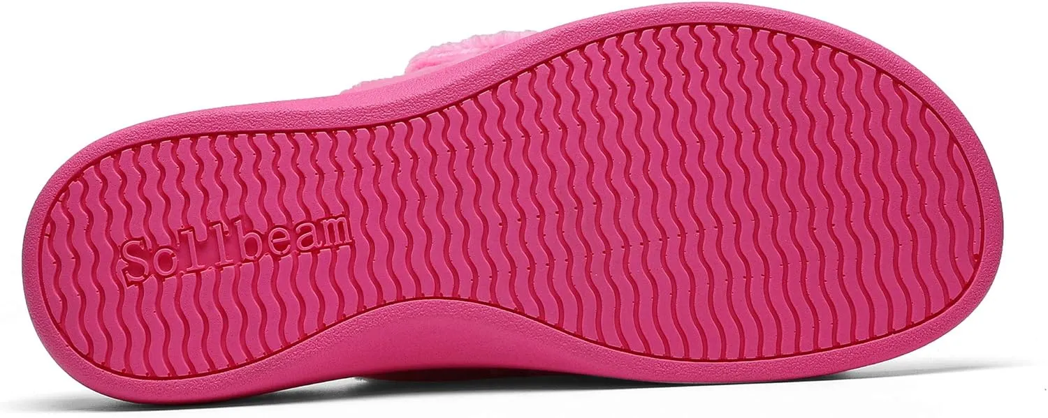 SOLLBEAM Women's Plantar Fasciitis Fuzzy House Orthopedic Adjustable Slippers With Arch Support Orthotic Heel Cup Sandals For Ladies