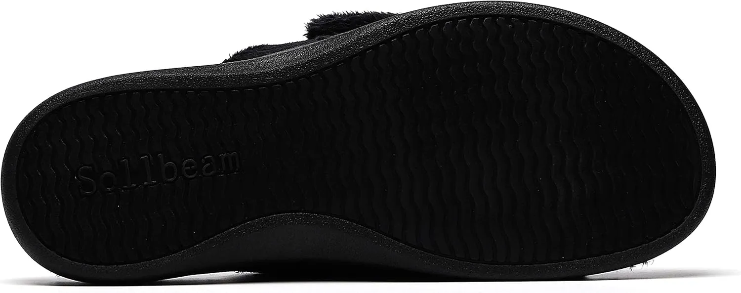 SOLLBEAM Women's Plantar Fasciitis Fuzzy House Orthopedic Adjustable Slippers With Arch Support Orthotic Heel Cup Sandals For Ladies