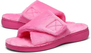 SOLLBEAM Women's Plantar Fasciitis Fuzzy House Orthopedic Adjustable Slippers With Arch Support Orthotic Heel Cup Sandals For Ladies