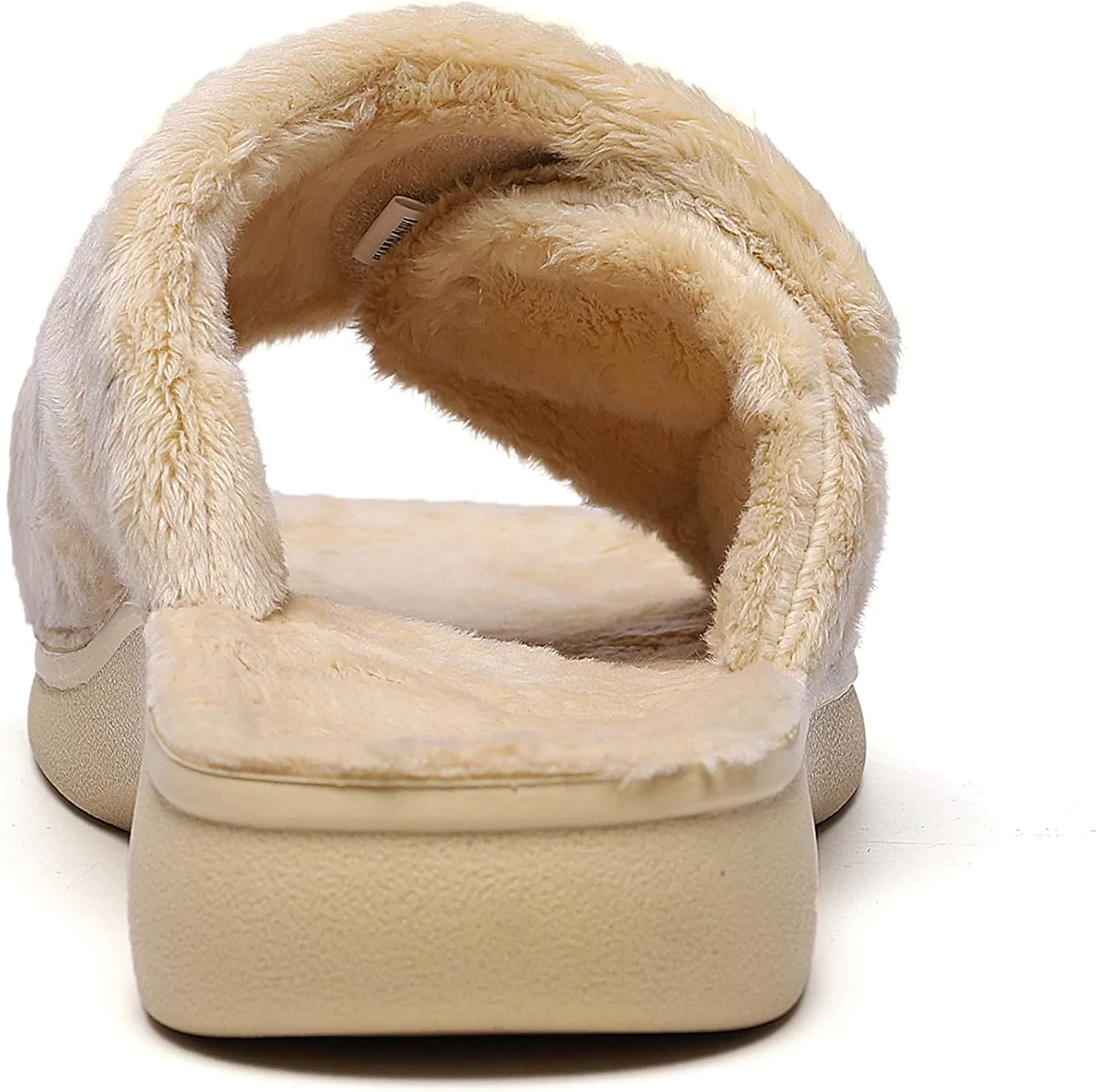 SOLLBEAM Women's Plantar Fasciitis Fuzzy House Orthopedic Adjustable Slippers With Arch Support Orthotic Heel Cup Sandals For Ladies