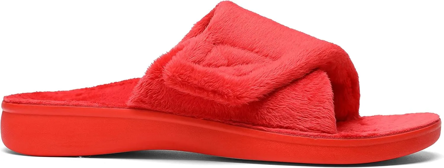 SOLLBEAM Women's Plantar Fasciitis Fuzzy House Orthopedic Adjustable Slippers With Arch Support Orthotic Heel Cup Sandals For Ladies