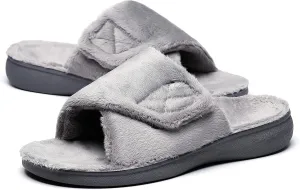 SOLLBEAM Women's Plantar Fasciitis Fuzzy House Orthopedic Adjustable Slippers With Arch Support Orthotic Heel Cup Sandals For Ladies