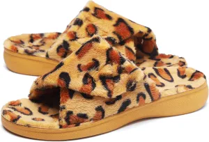 SOLLBEAM Women's Plantar Fasciitis Fuzzy House Orthopedic Adjustable Slippers With Arch Support Orthotic Heel Cup Sandals For Ladies