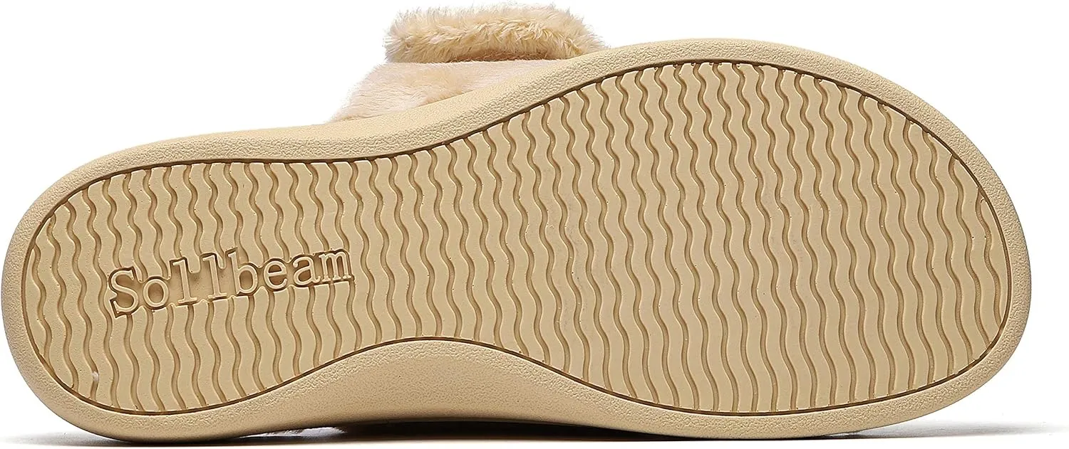 SOLLBEAM Women's Plantar Fasciitis Fuzzy House Orthopedic Adjustable Slippers With Arch Support Orthotic Heel Cup Sandals For Ladies