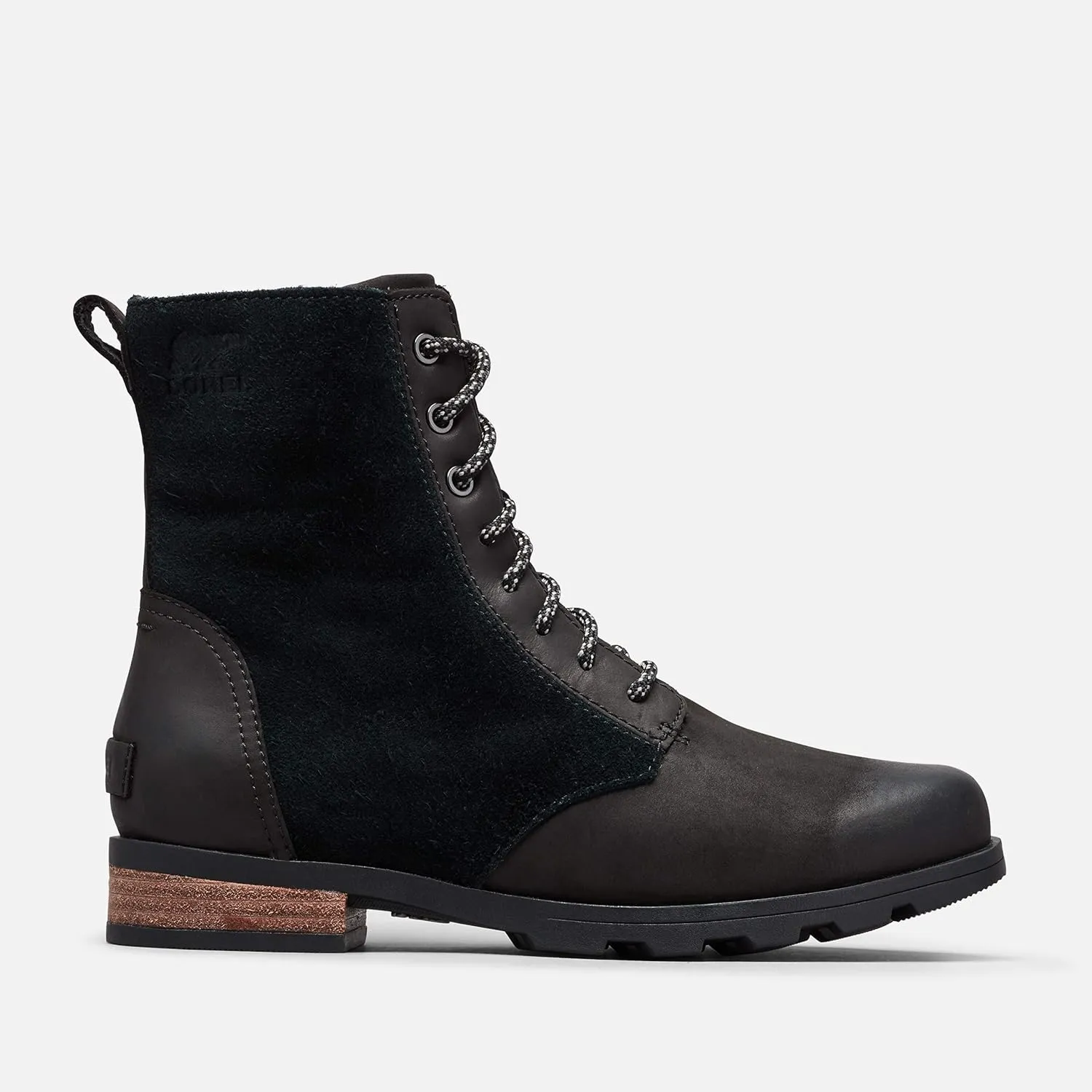 Sorel Women's Emelie Short Lace Boot - Light Rain and Heavy Rain - Waterproof - Black
