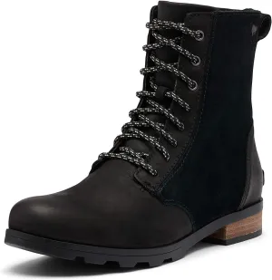 Sorel Women's Emelie Short Lace Boot - Light Rain and Heavy Rain - Waterproof - Black
