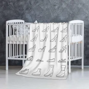 Sport Shoes Sneakers Black White Blanket Super Soft Cozy Throw Blanket, Lightweight Fuzzy Comfy Textured Flannel Blanket Winter Warm, Sofa, Bed, 60x80 Inches