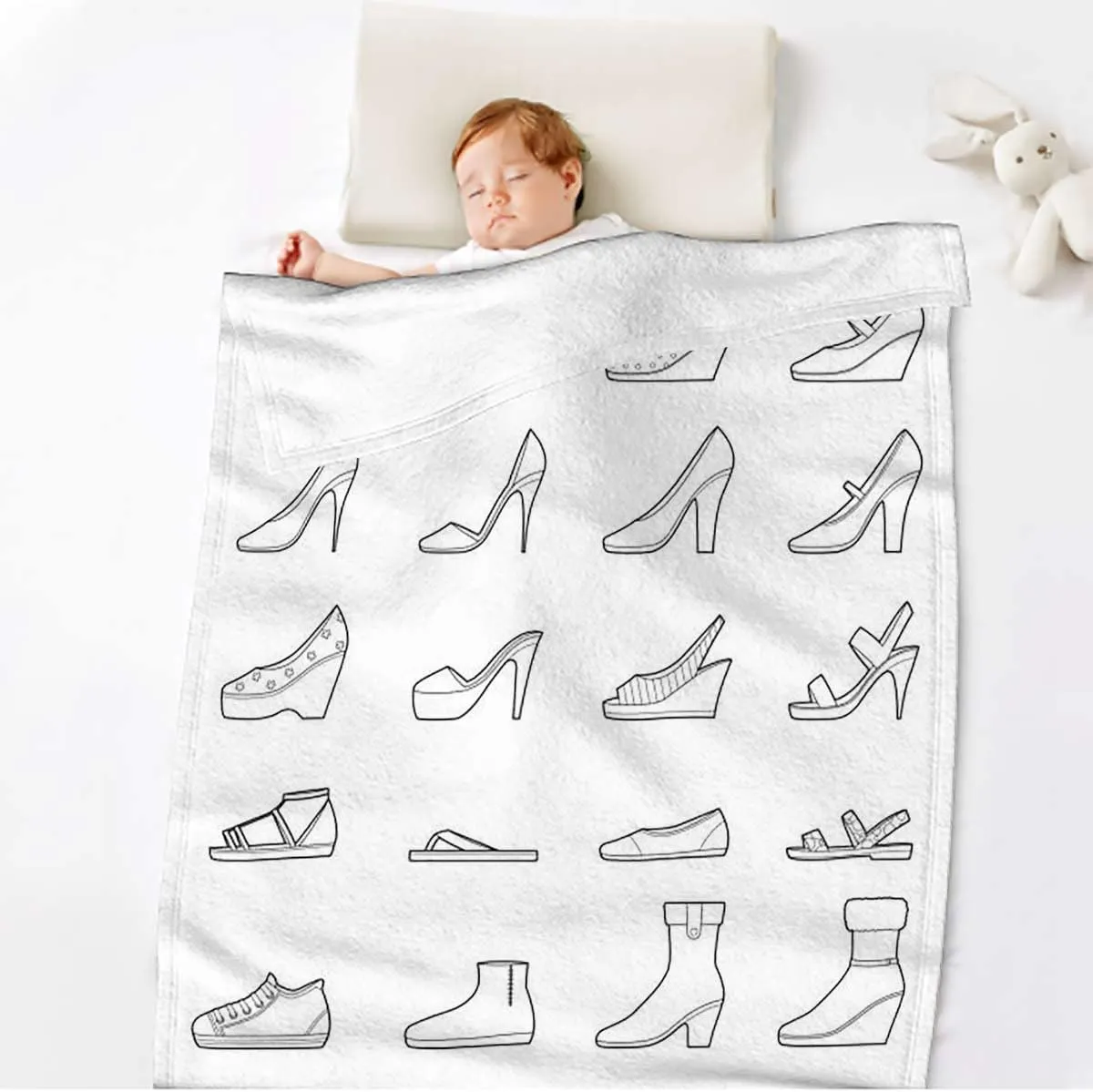 Sport Shoes Sneakers Black White Blanket Super Soft Cozy Throw Blanket, Lightweight Fuzzy Comfy Textured Flannel Blanket Winter Warm, Sofa, Bed, 60x80 Inches
