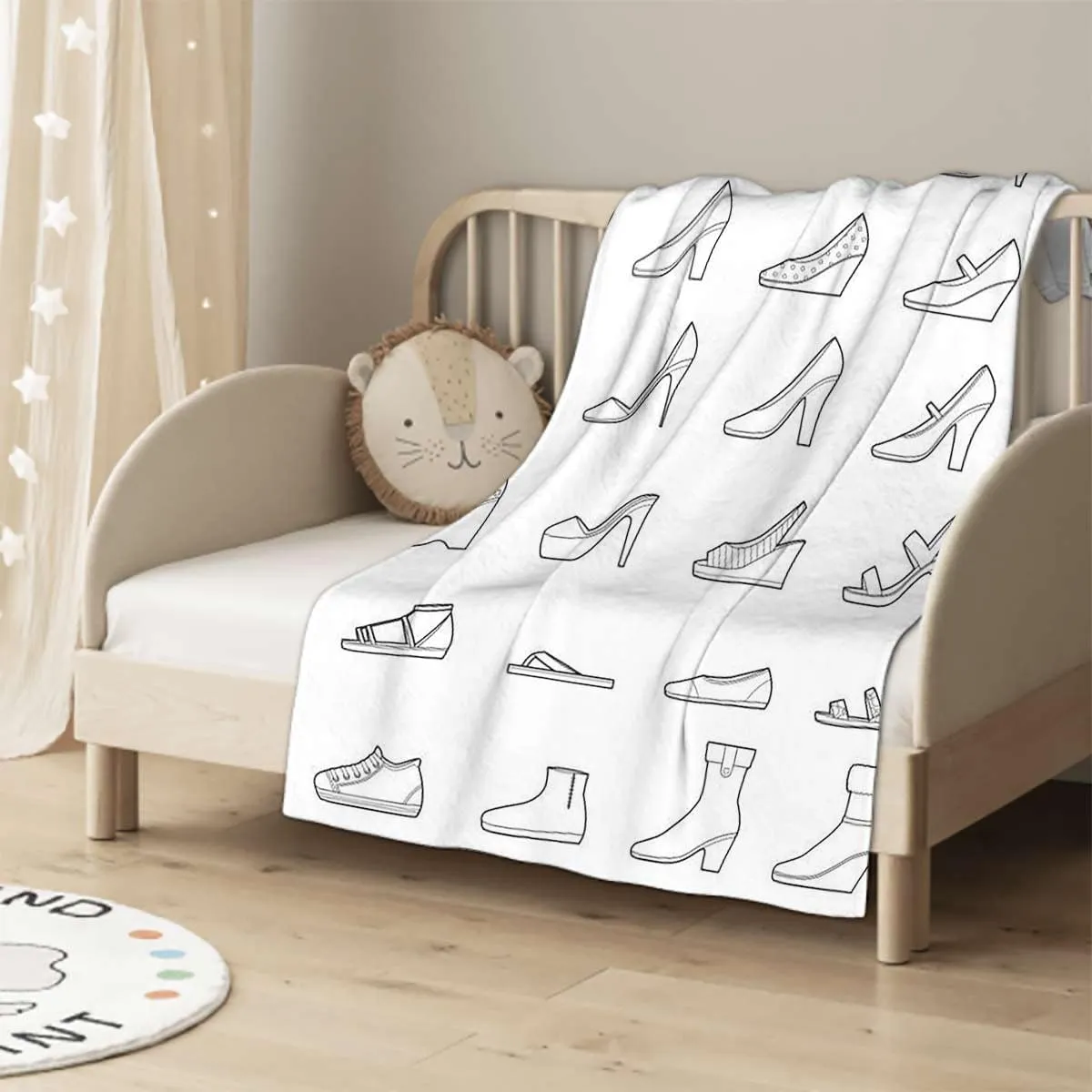 Sport Shoes Sneakers Black White Blanket Super Soft Cozy Throw Blanket, Lightweight Fuzzy Comfy Textured Flannel Blanket Winter Warm, Sofa, Bed, 60x80 Inches