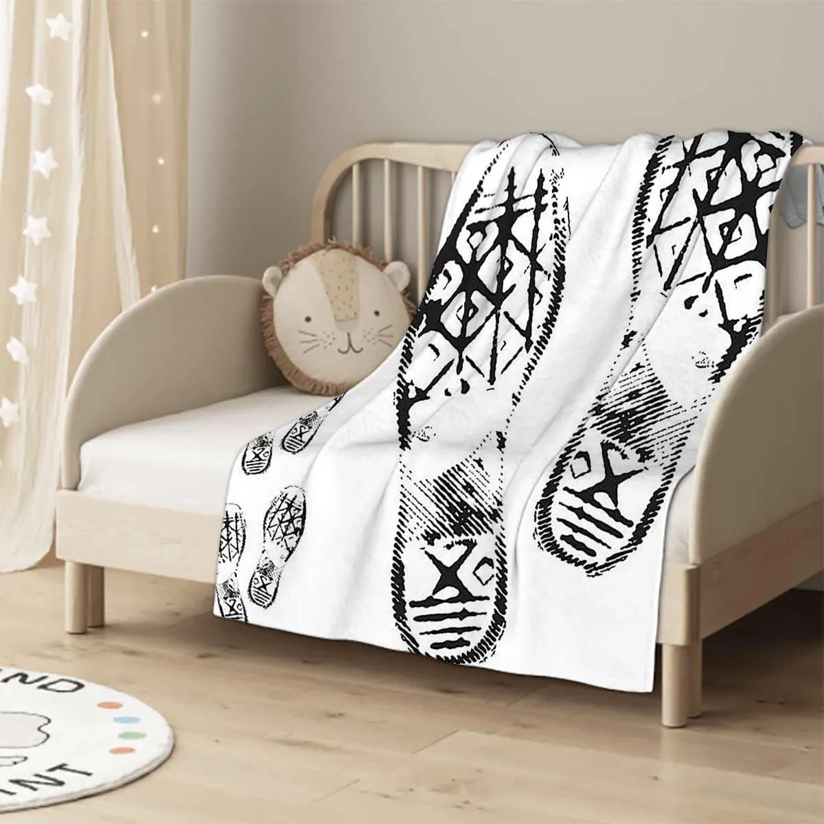 Sport Shoes Sneakers Black White Soft Fleece Blanket Warm Flannel Kids Adults Lap Cozy Throw Blanket for Sofa Couch Bed Quilt 40x50 Inches