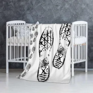 Sport Shoes Sneakers Black White Soft Fleece Blanket Warm Flannel Kids Adults Lap Cozy Throw Blanket for Sofa Couch Bed Quilt 40x50 Inches