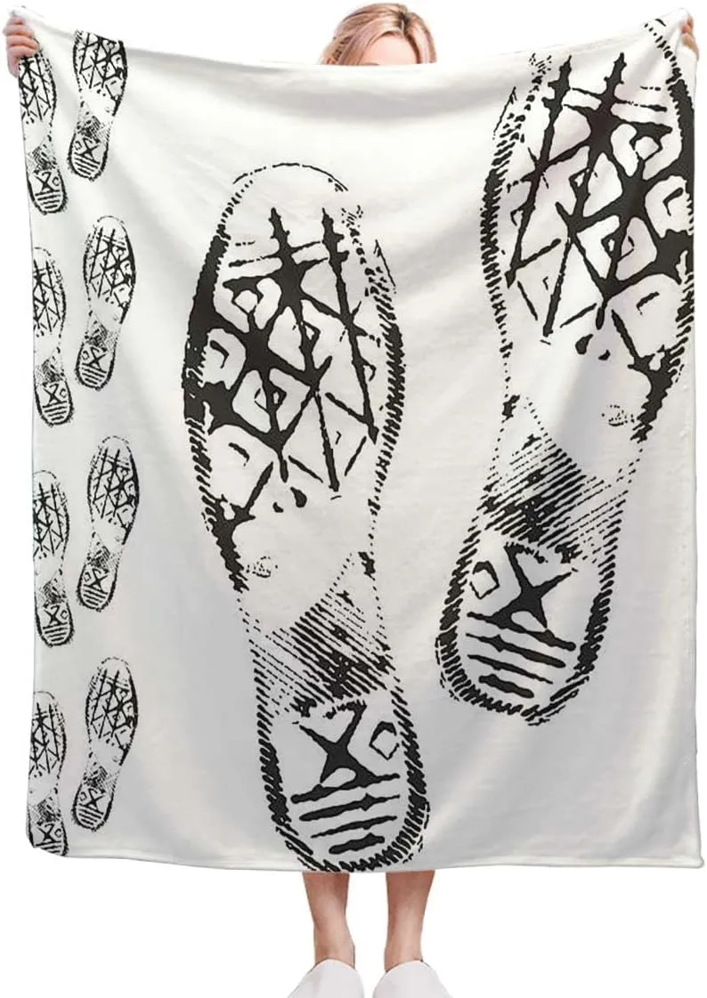Sport Shoes Sneakers Black White Soft Fleece Blanket Warm Flannel Kids Adults Lap Cozy Throw Blanket for Sofa Couch Bed Quilt 40x50 Inches