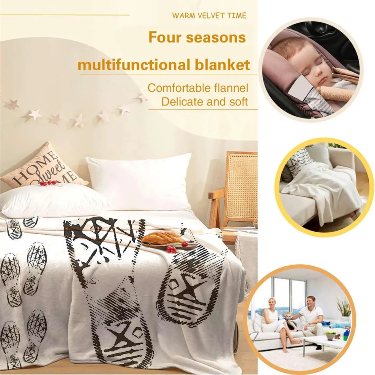 Sport Shoes Sneakers Black White Soft Fleece Blanket Warm Flannel Kids Adults Lap Cozy Throw Blanket for Sofa Couch Bed Quilt 40x50 Inches