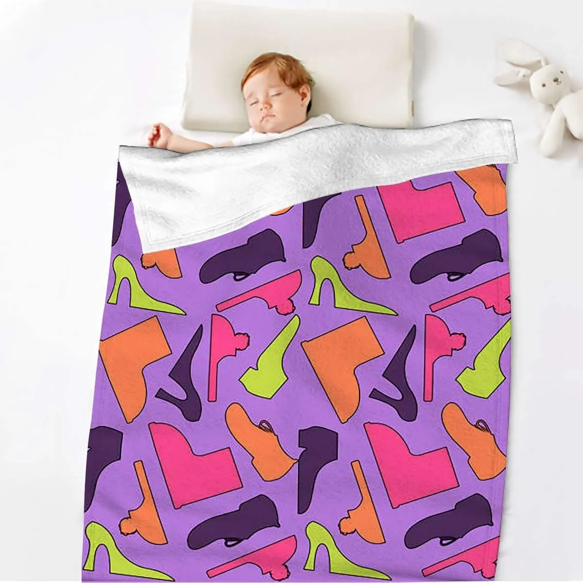 Sport Shoes Sneakers Blue Violet Throw Blanket for Couch, Bed, Sofa. Super Soft Lightweight Blanket, Throw Blanket Cozy, Warm and Breathable 40x60 Inches