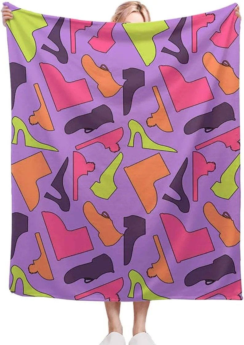 Sport Shoes Sneakers Blue Violet Throw Blanket for Couch, Bed, Sofa. Super Soft Lightweight Blanket, Throw Blanket Cozy, Warm and Breathable 40x60 Inches