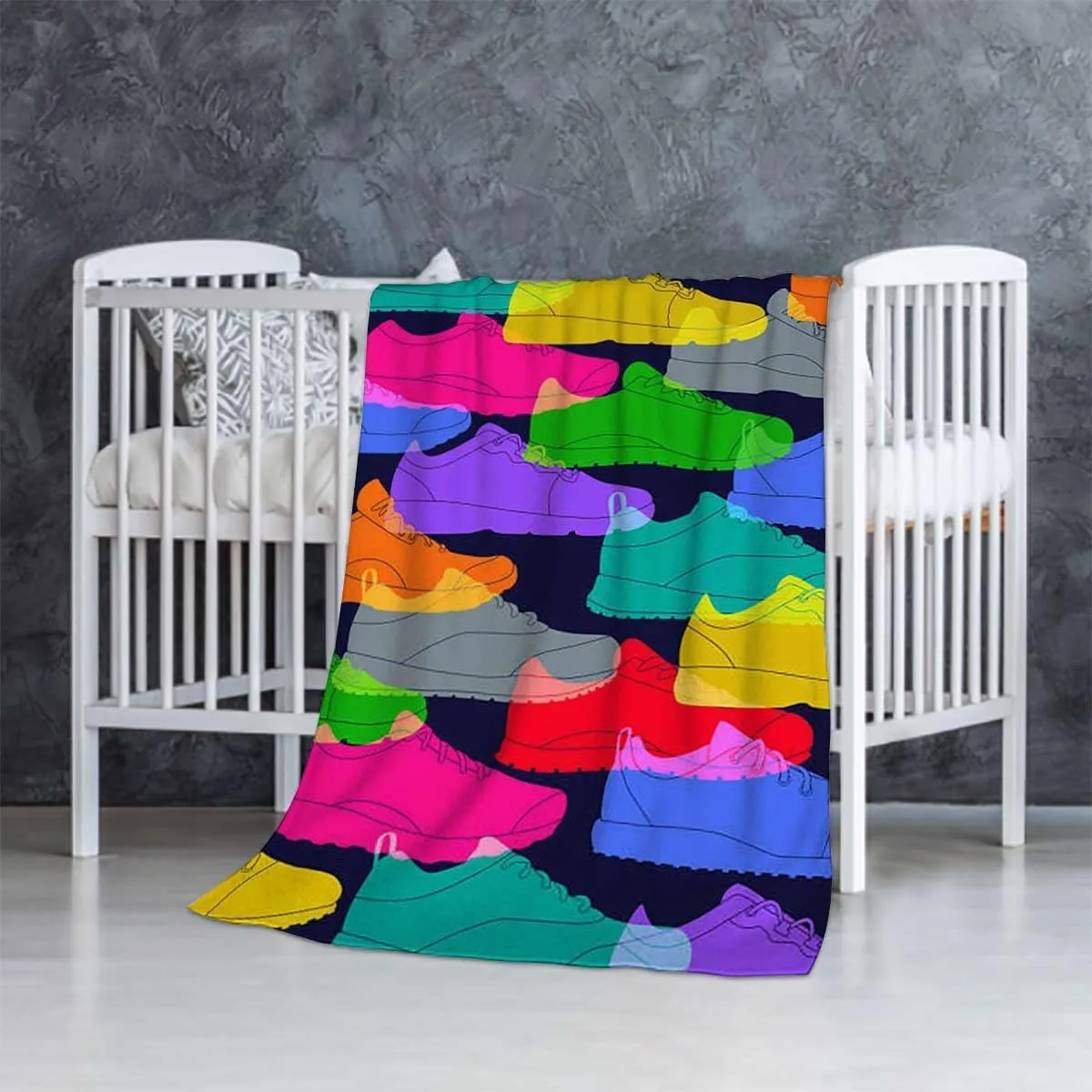 Sport Shoes Sneakers Colorful Throw Blanket for Couch - Lightweight Plush Fuzzy Cozy Soft Blankets and Throws for Sofa, 40x60 Inches