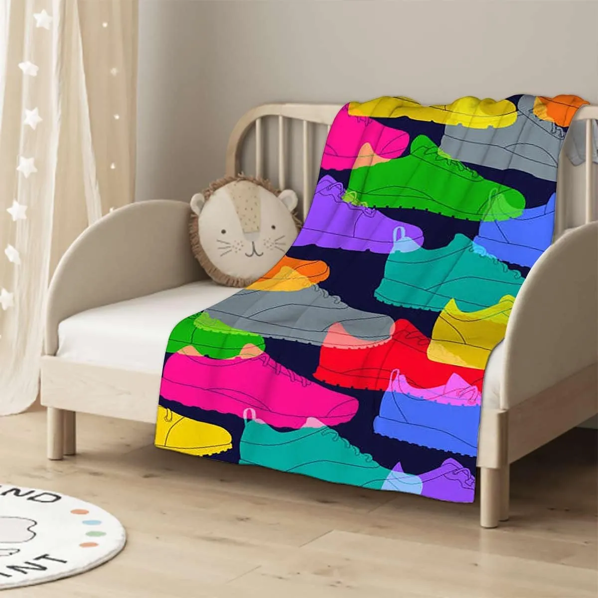 Sport Shoes Sneakers Colorful Throw Blanket for Couch - Lightweight Plush Fuzzy Cozy Soft Blankets and Throws for Sofa, 40x60 Inches