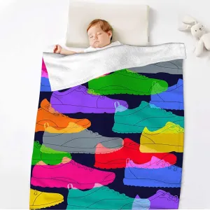 Sport Shoes Sneakers Colorful Throw Blanket for Couch - Lightweight Plush Fuzzy Cozy Soft Blankets and Throws for Sofa, 40x60 Inches